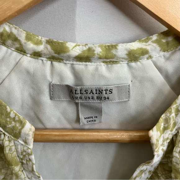 AllSaints Ali Noche Dress in Green Animal Printt - Picture 8 of 8